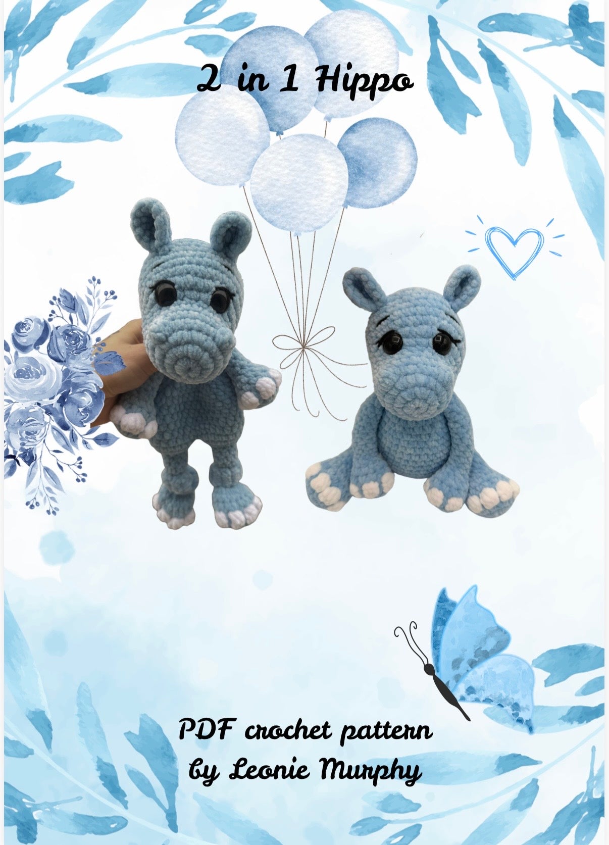 2 in 1 Hippo - Crochet Pattern DE/ENG