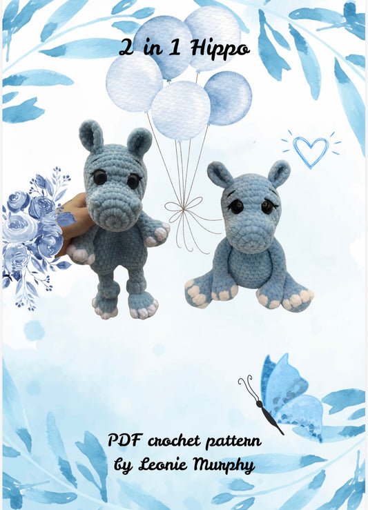2 in 1 Hippo - Crochet Pattern DE/ENG
